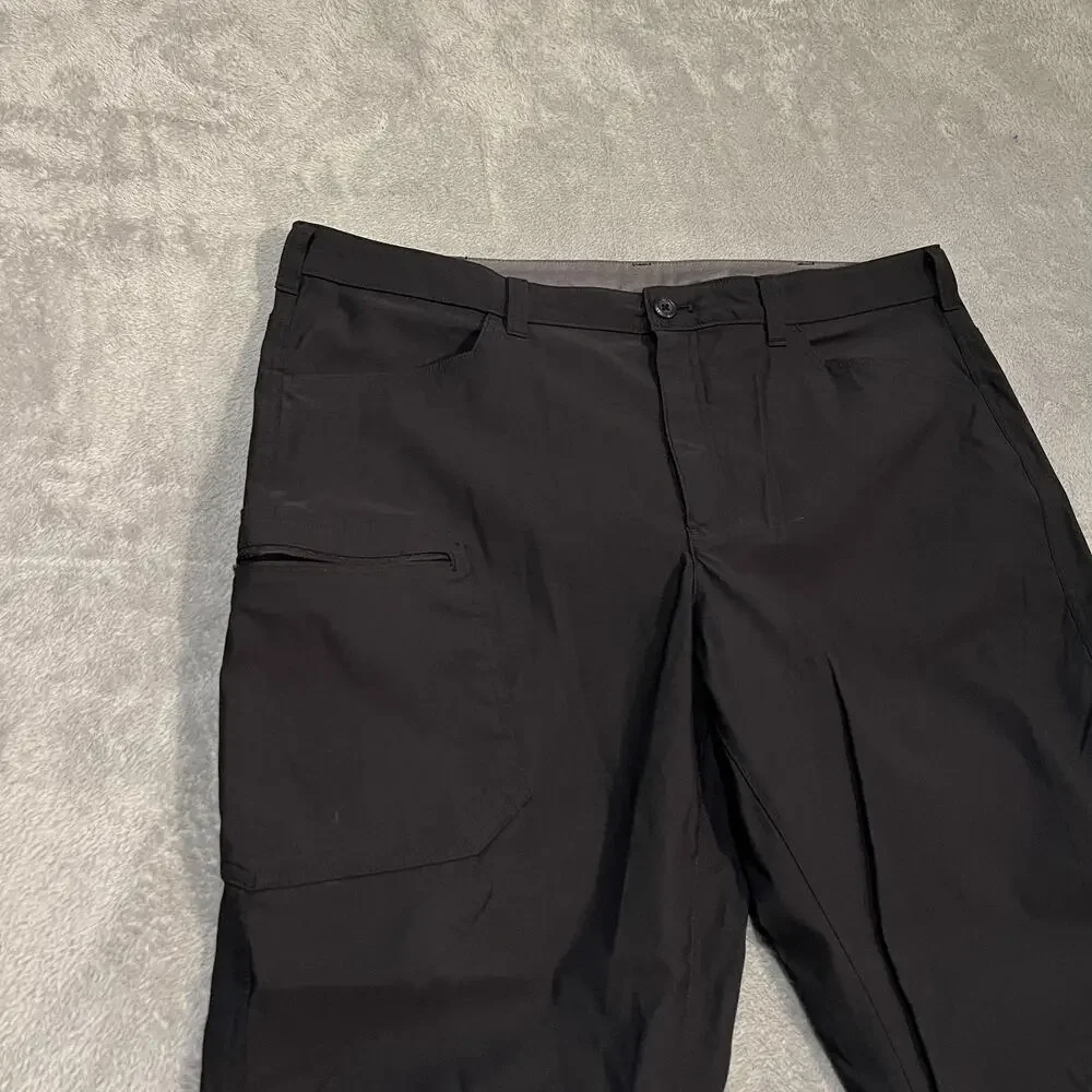 Eddie Bauer Rainier Pants Mens 40x29 Black Nylon Stretch Cargo Hiking Outdoor